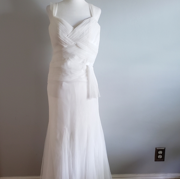 White by Vera Wang Pleated Tulle Wedding Dress - Picture 2 of 7